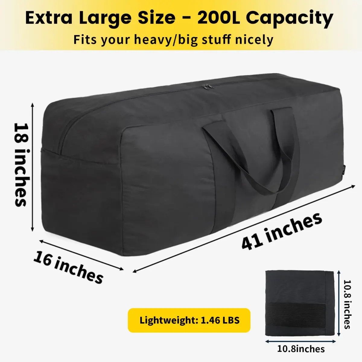 Vorspack 200L Black Extra Large Heavy Duty Duffle Bag for Travel - view 2