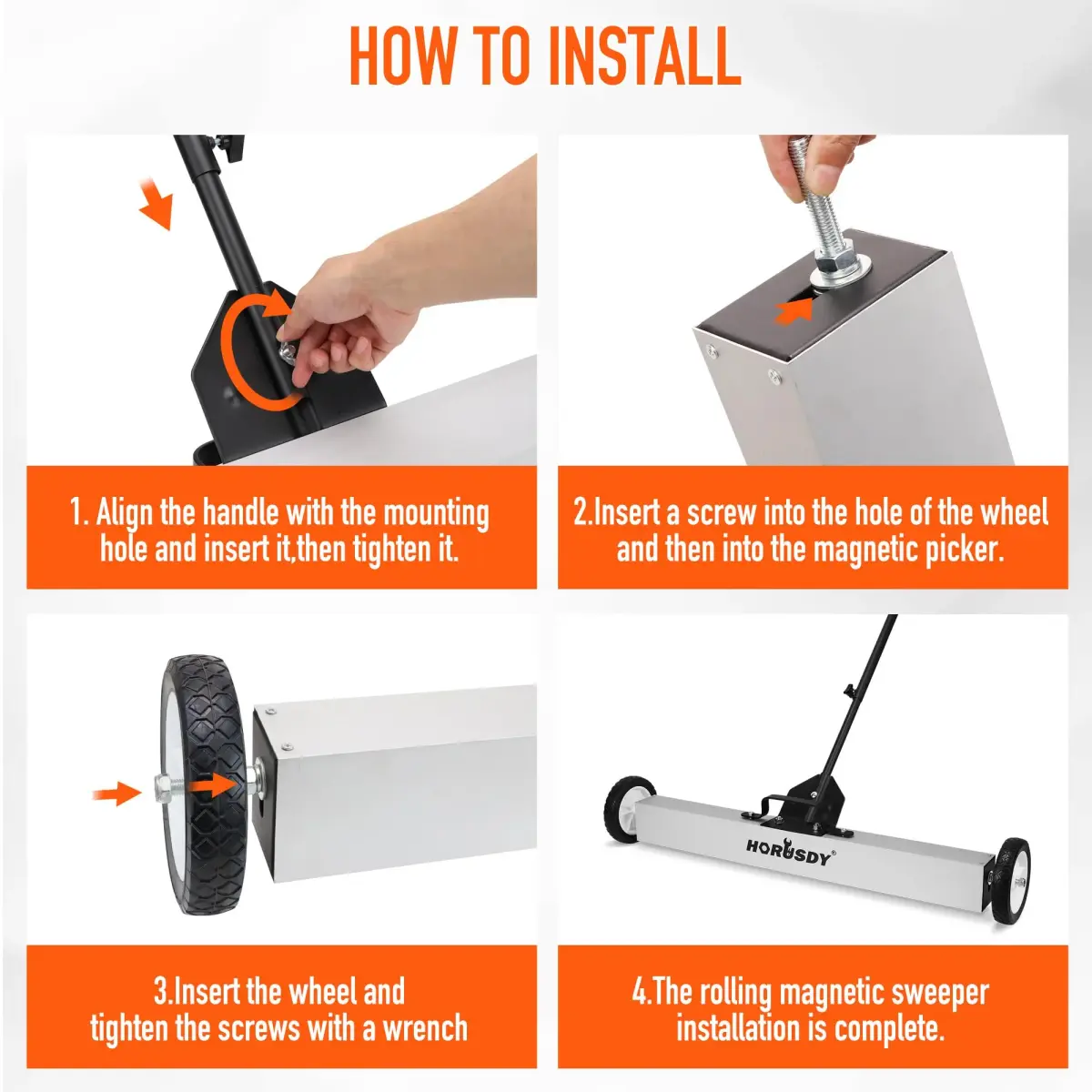HORUSDY 17-Inch Rolling Magnetic Sweeper with Wheels, 4 kg (8.8 lb) Capacity | Adjustable Handle - view 6