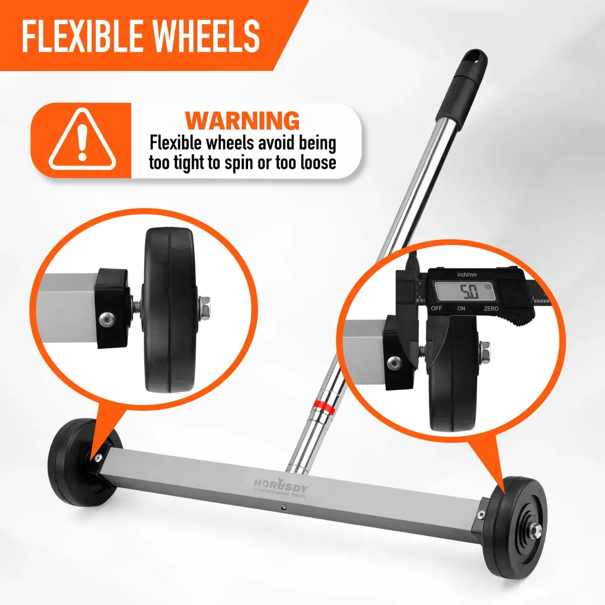 HORUSDY 17-Inch Rolling Magnetic Sweeper with Wheels, 4 kg (8.8 lb) Capacity | Adjustable Handle - view 2