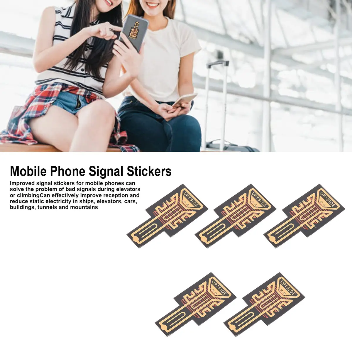 Fydun 5PCS Phone Booster Sticker Vintage Black Gold | Enhances Reception for Phones, Walkie Talkies, and More - view 2