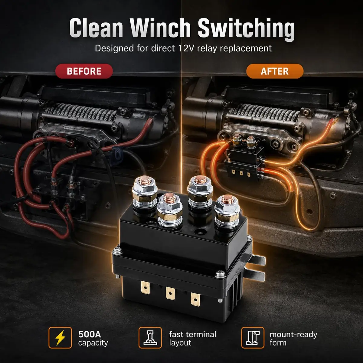 QWORK 12V 500A Solenoid Relay 2 Pack | Heavy Duty Winch Contactor for ATV/UTV - view 5