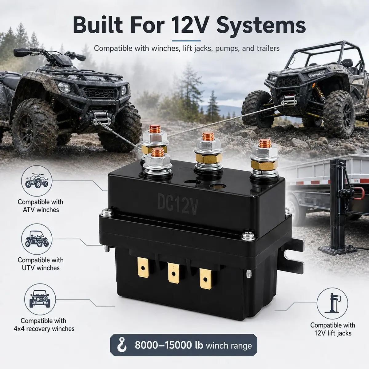 QWORK 12V 500A Solenoid Relay 2 Pack | Heavy Duty Winch Contactor for ATV/UTV - view 3