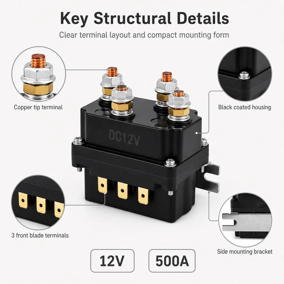 QWORK 12V 500A Solenoid Relay 2 Pack | Heavy Duty Winch Contactor for ATV/UTV - view 4