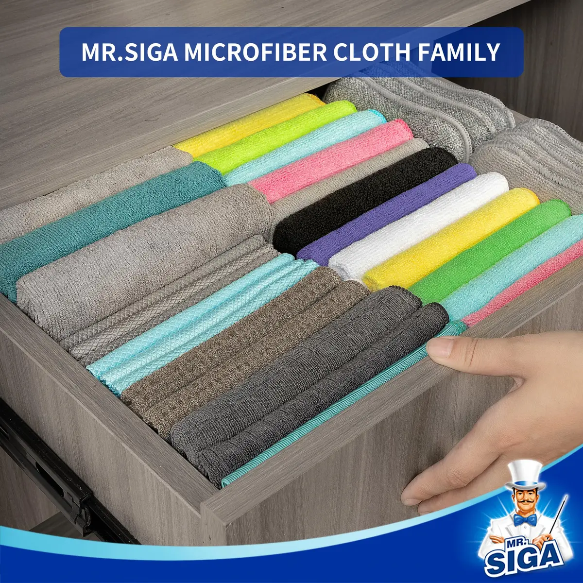 MR.SIGA Microfiber Cleaning Cloths, Streak Free Microfiber Towels, 12 Pack, 32x32cm (12.6x12.6 inches) - view 6