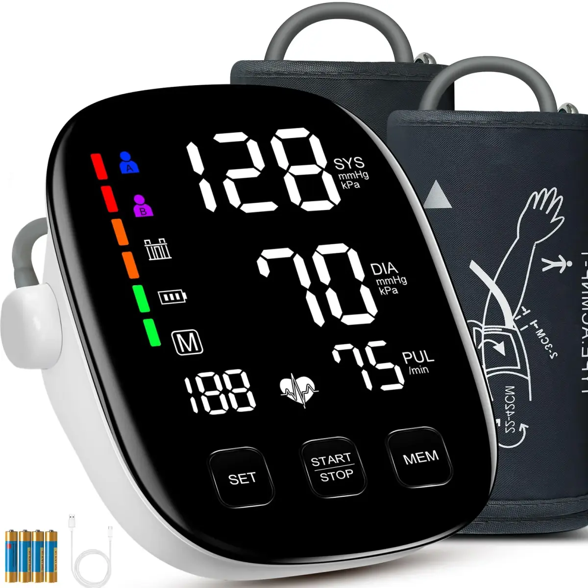 COCACIS Automatic Blood Pressure Monitor with 2 Cuffs (9-17'' & 13-21'') | Accurate Home Use with WHO Indicator - main product image