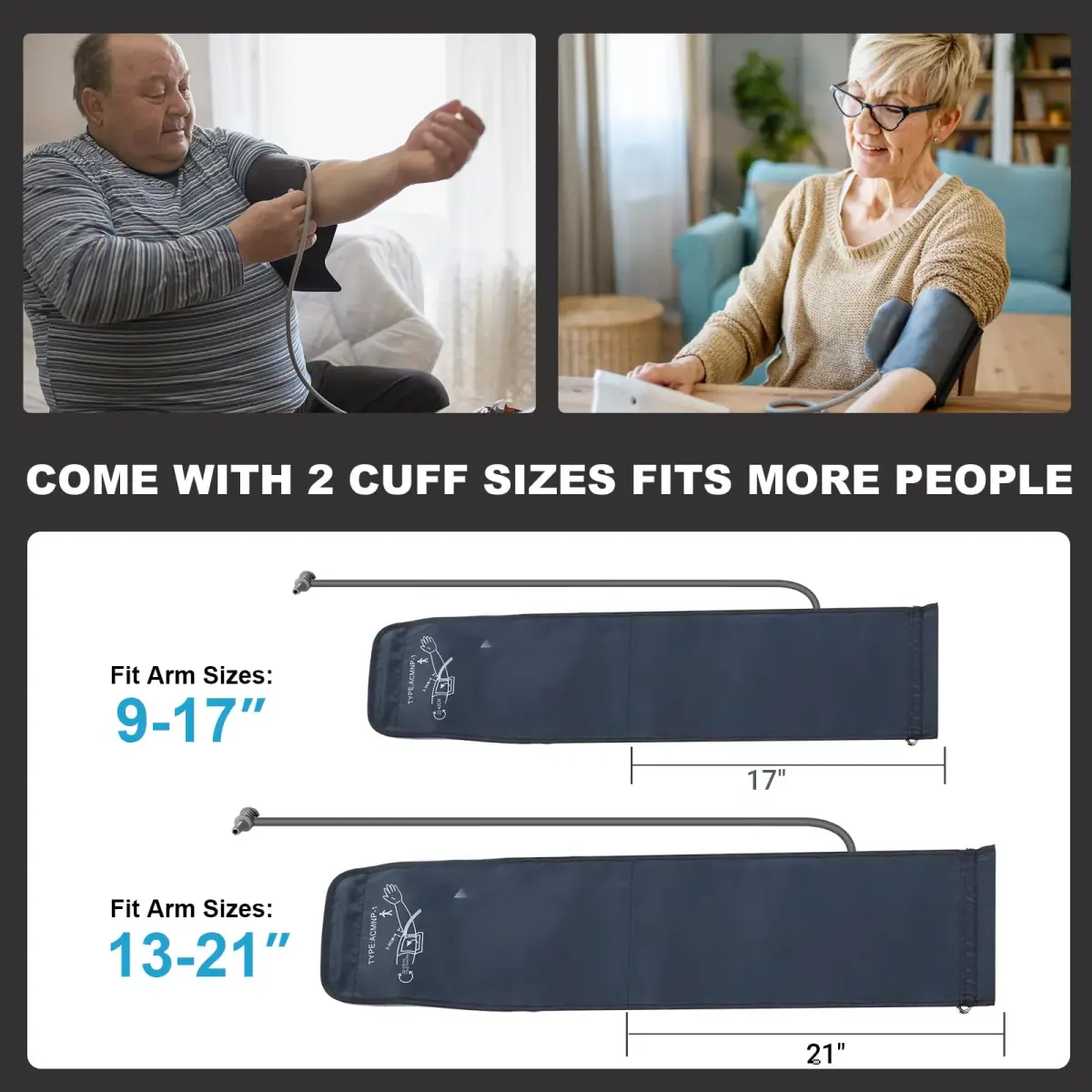 COCACIS Automatic Blood Pressure Monitor with 2 Cuffs (9-17'' & 13-21'') | Accurate Home Use with WHO Indicator - view 2