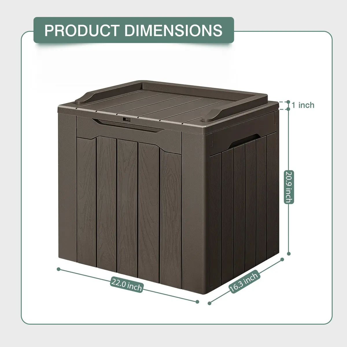 GUNJI 30 Gallon Small Deck Box Waterproof Resin Storage Box Lockable Brown | Outdoor Patio Furniture - view 5