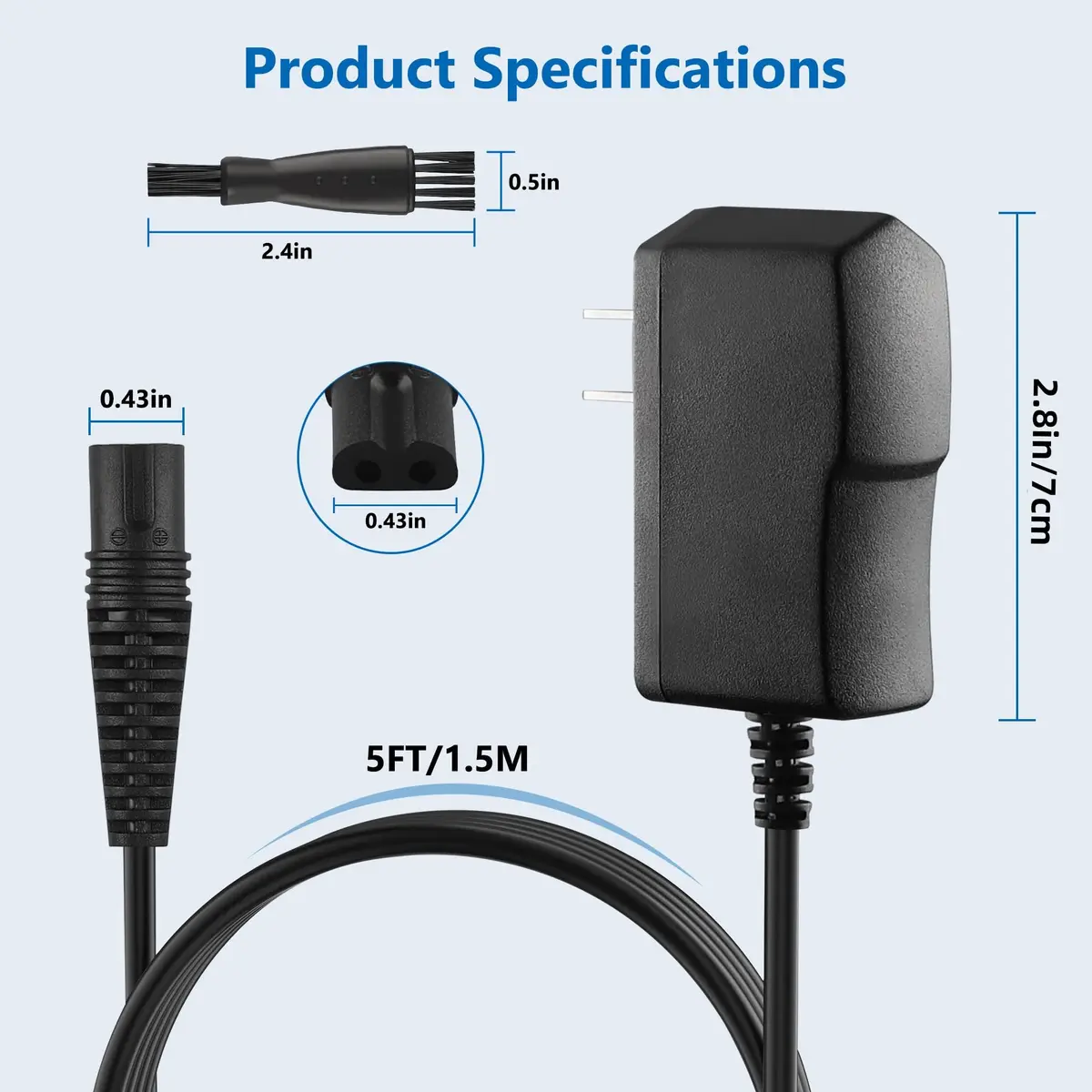 FNKTQL 12V Shaver Charger for Braun Series 9, 8, 7, 6, 5, 3, 1, XT5 & Silk Epil 5/7/9/9 Flex (1.5m Cable) | Smart Charging Power Cord - view 4