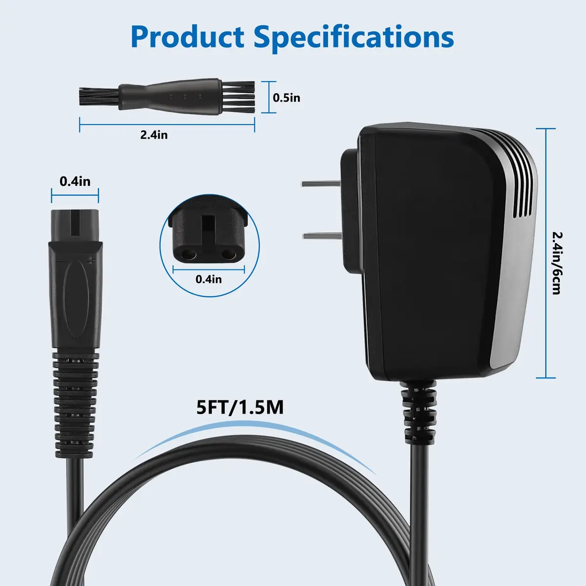 FNKTQL 12V Shaver Charger for Braun Series 9, 8, 7, 6, 5, 3, 1, XT5 & Silk Epil 5/7/9/9 Flex (1.5m Cable) | Smart Charging Power Cord - view 8