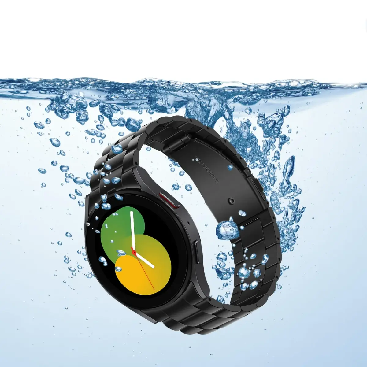 Anlinser No Gap Metal Watch Band for Samsung Galaxy Watch 7/6/5/4/FE 20mm Black | Adjustable Stainless Steel Strap - view 4