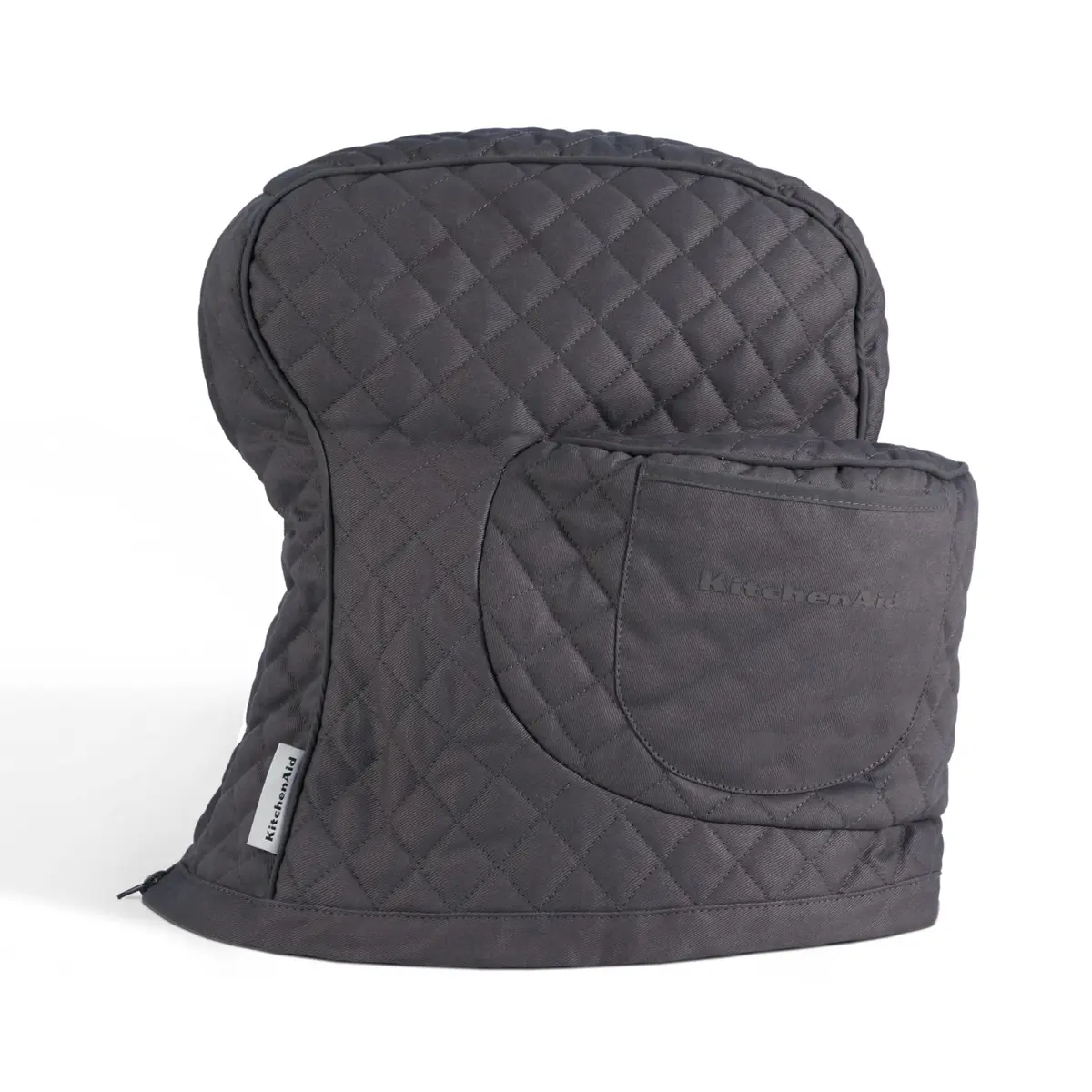 KitchenAid Fitted Tilt-Head Stand Mixer Cover with Storage Pocket, Quilted 100% Cotton, 36.6cm x 45.7cm x 25.4cm (14.4"x18"x10"), Charcoal Grey - main product image