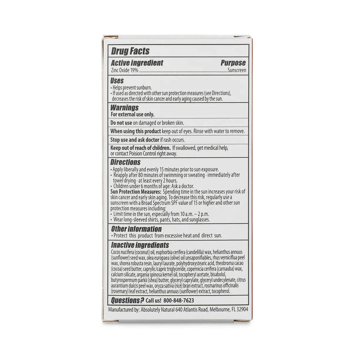 Absolutely Natural SPF 50 Mineral Sunscreen Stick with Rose Hips Oil | Broad-Spectrum, Vegan, Reef Safe (0.69 oz) - view 7