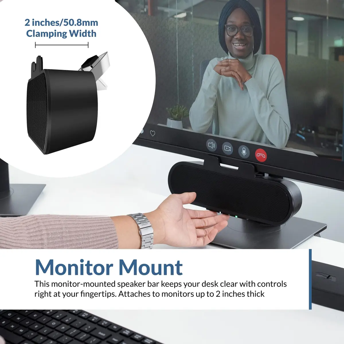Cyber Acoustics CA-2890PRO USB & Bluetooth Speaker Bar 20W | Monitor Mount Speakerphone - view 2