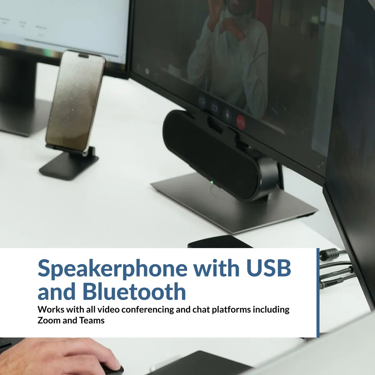 Cyber Acoustics CA-2890PRO USB & Bluetooth Speaker Bar 20W | Monitor Mount Speakerphone - view 3