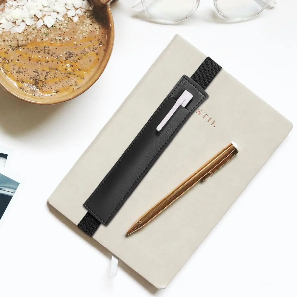Aswewamt 12 Pcs Elastic Notebook Band Holders PU Leather Adjustable Pen Sleeve Pouch | Multifunctional Notebook Straps for Office & School - view 5