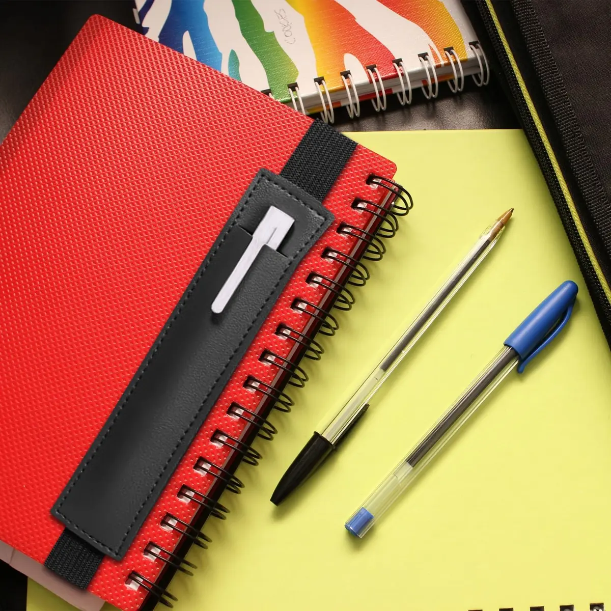 Aswewamt 12 Pcs Elastic Notebook Band Holders PU Leather Adjustable Pen Sleeve Pouch | Multifunctional Notebook Straps for Office & School - view 6
