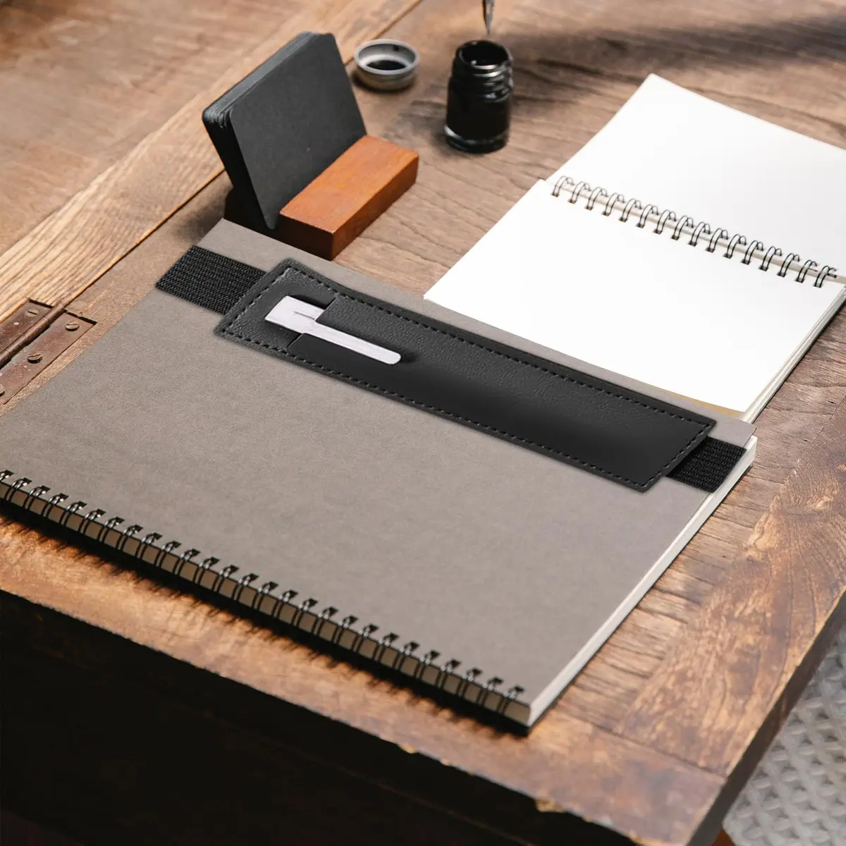 Aswewamt 12 Pcs Elastic Notebook Band Holders PU Leather Adjustable Pen Sleeve Pouch | Multifunctional Notebook Straps for Office & School - view 4