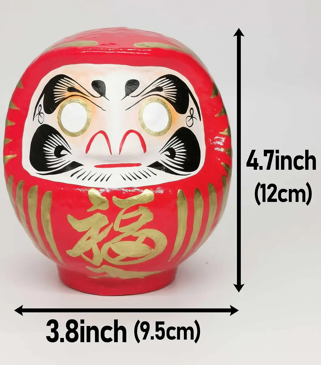Takasaki Daruma Figurine 4.7 inch Red | Traditional Japanese Good Luck Ornament - view 3
