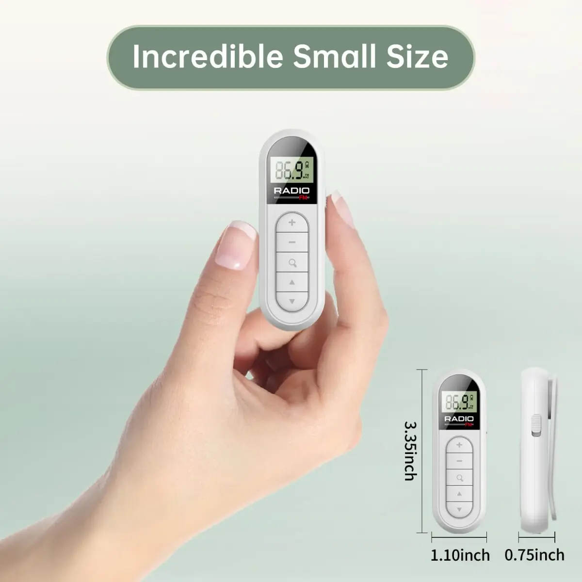 UMUTOO MI03 Pocket FM Radio Portable with Clip Rechargeable - White | Headphone-Only Personal Receiver - view 6
