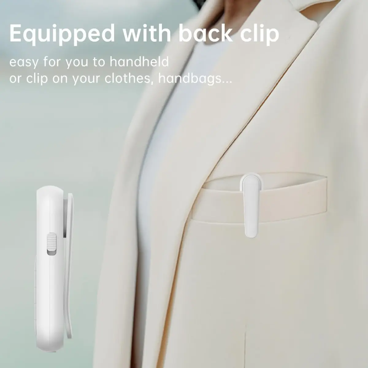 UMUTOO MI03 Pocket FM Radio Portable with Clip Rechargeable - White | Headphone-Only Personal Receiver - view 3