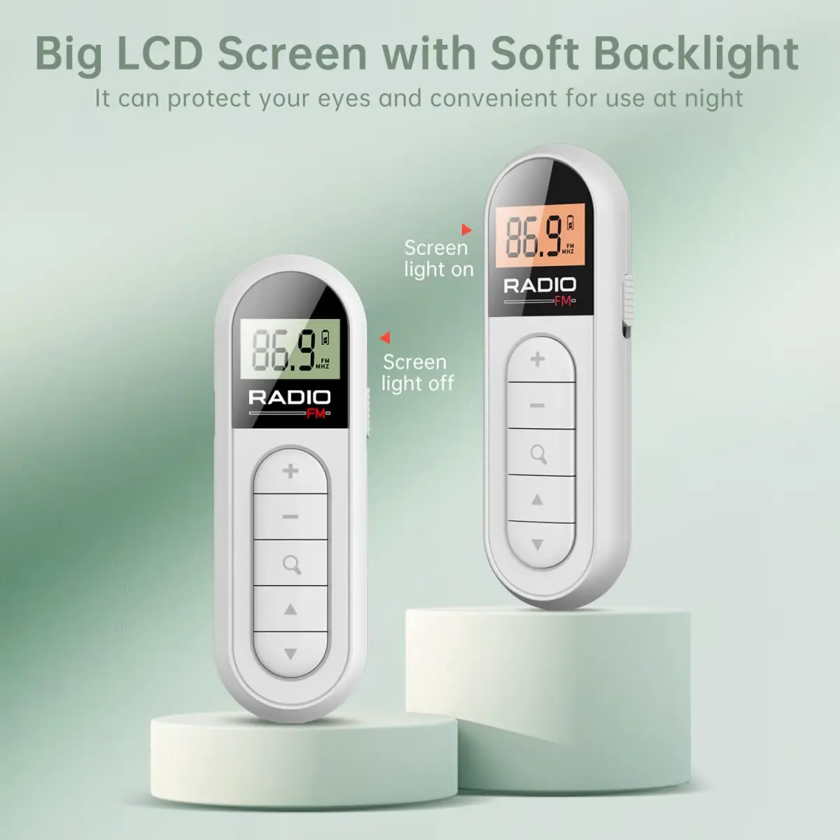 UMUTOO MI03 Pocket FM Radio Portable with Clip Rechargeable - White | Headphone-Only Personal Receiver - view 4