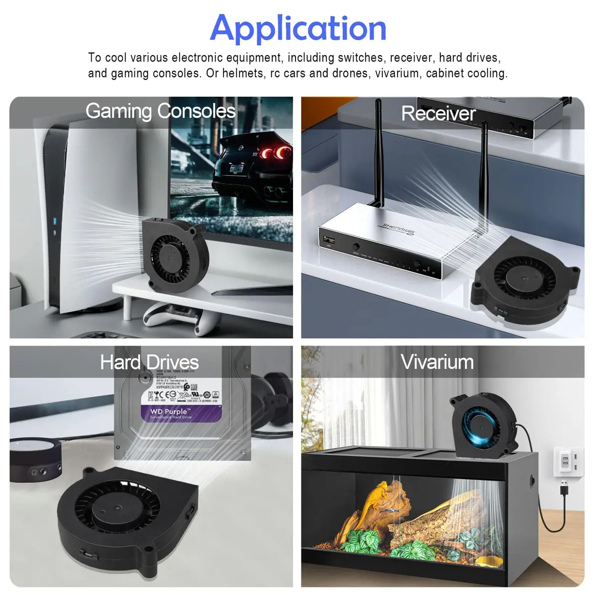 Wathai 60mm USB Blower Fan 2-Pack | 5V Variable Speed Controller for Electronics Cooling - view 3
