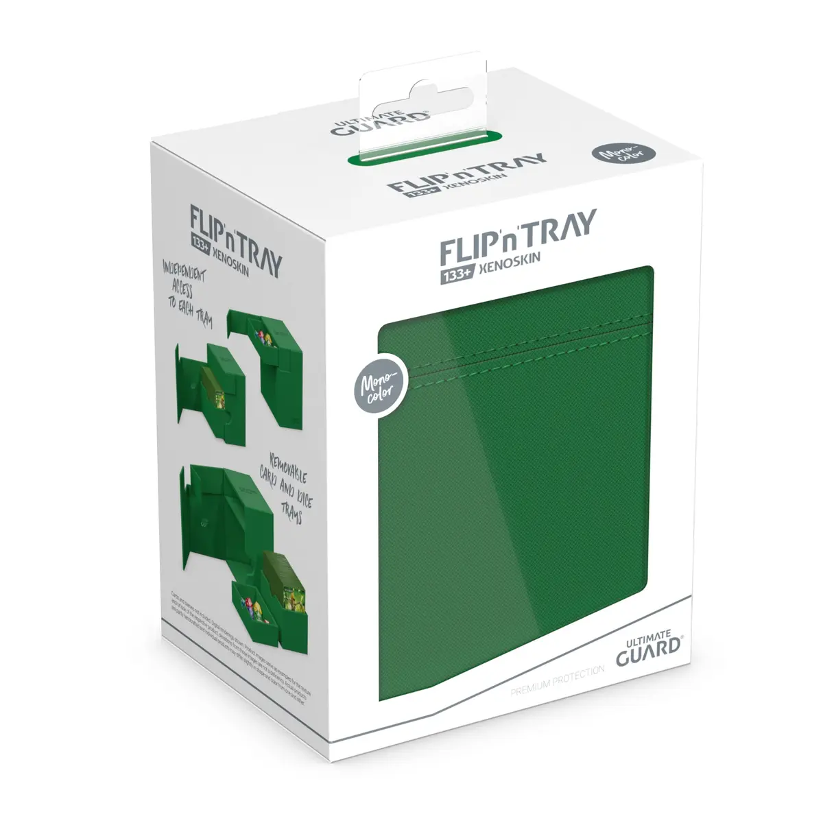 Ultimate Guard Flip'n'Tray 133+ Deck Case for 133 Double-Sleeved TCG Cards & Dice Tray | Green, Magnetic Closure, Microfiber Lining - view 7