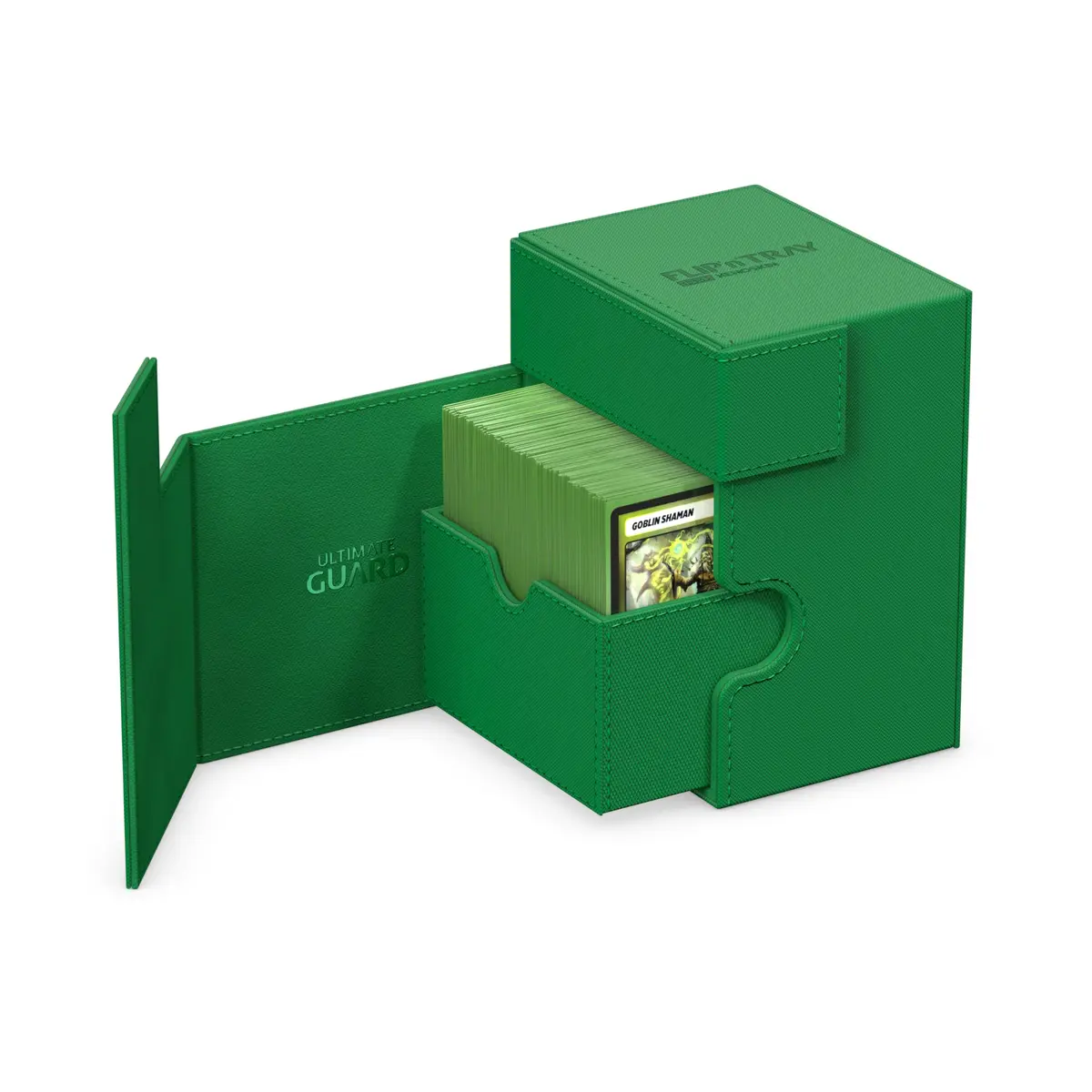 Ultimate Guard Flip'n'Tray 133+ Deck Case for 133 Double-Sleeved TCG Cards & Dice Tray | Green, Magnetic Closure, Microfiber Lining - view 3
