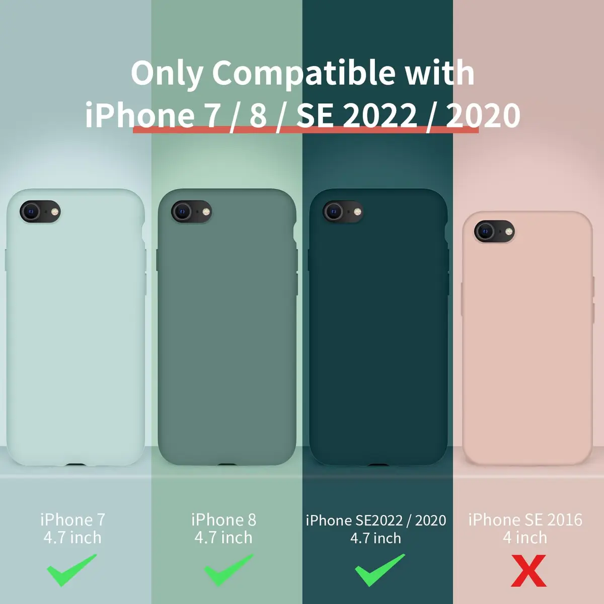 Cordking Silicone Liquid Case for iPhone SE 2022/2020, 7/8 | Slim, Shockproof & Wireless Support - view 6