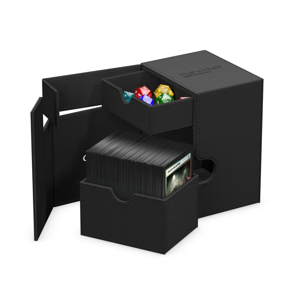 Ultimate Guard Flip'n'Tray 133+ Deck Case for 133 Double-Sleeved TCG Cards | Black, Microfiber Lining, Magnetic Closure - view 5