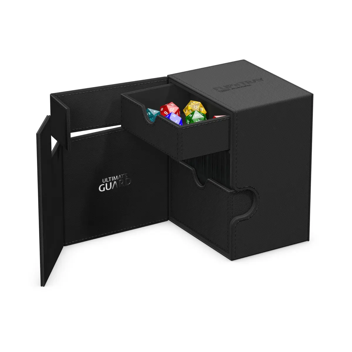Ultimate Guard Flip'n'Tray 133+ Deck Case for 133 Double-Sleeved TCG Cards | Black, Microfiber Lining, Magnetic Closure - view 6