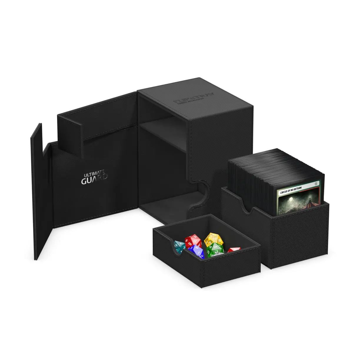 Ultimate Guard Flip'n'Tray 133+ Deck Case for 133 Double-Sleeved TCG Cards | Black, Microfiber Lining, Magnetic Closure - view 4