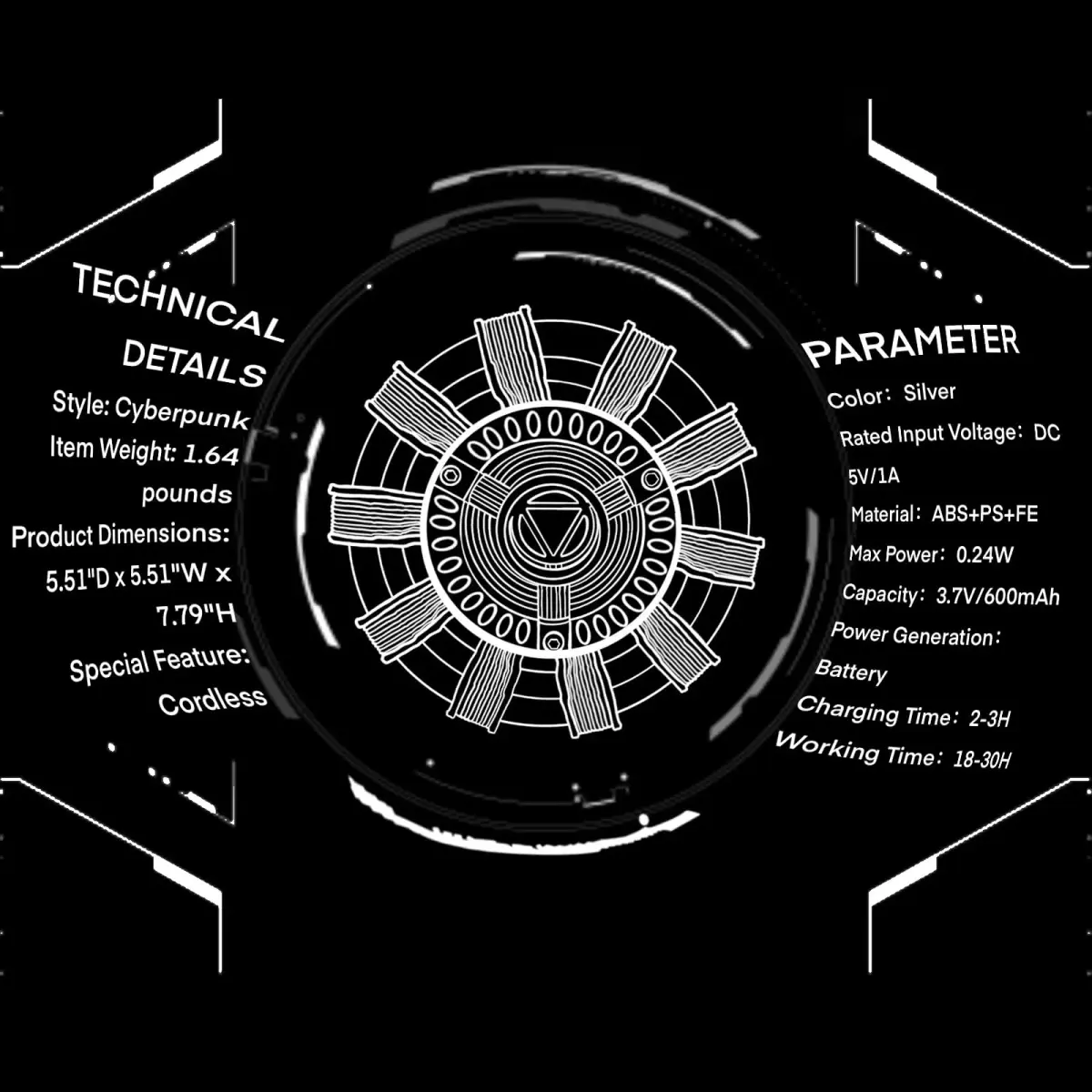 Moonacy Arc Reactor Night Light, Rechargeable Superhero Lamp 163 cm (64.17 inches) | Touch & Remote Control Display Light - view 4