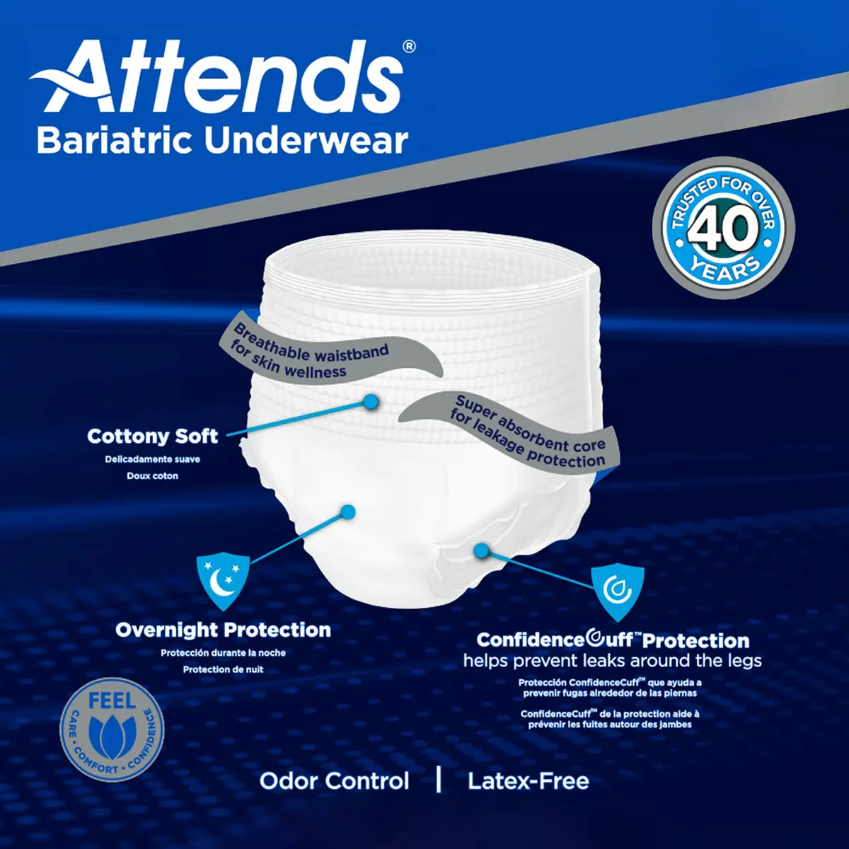 Attends Bariatric Adult Incontinence Underwear 40 ct | Heavy to Severe Leak Protection for Obese Patients - view 5