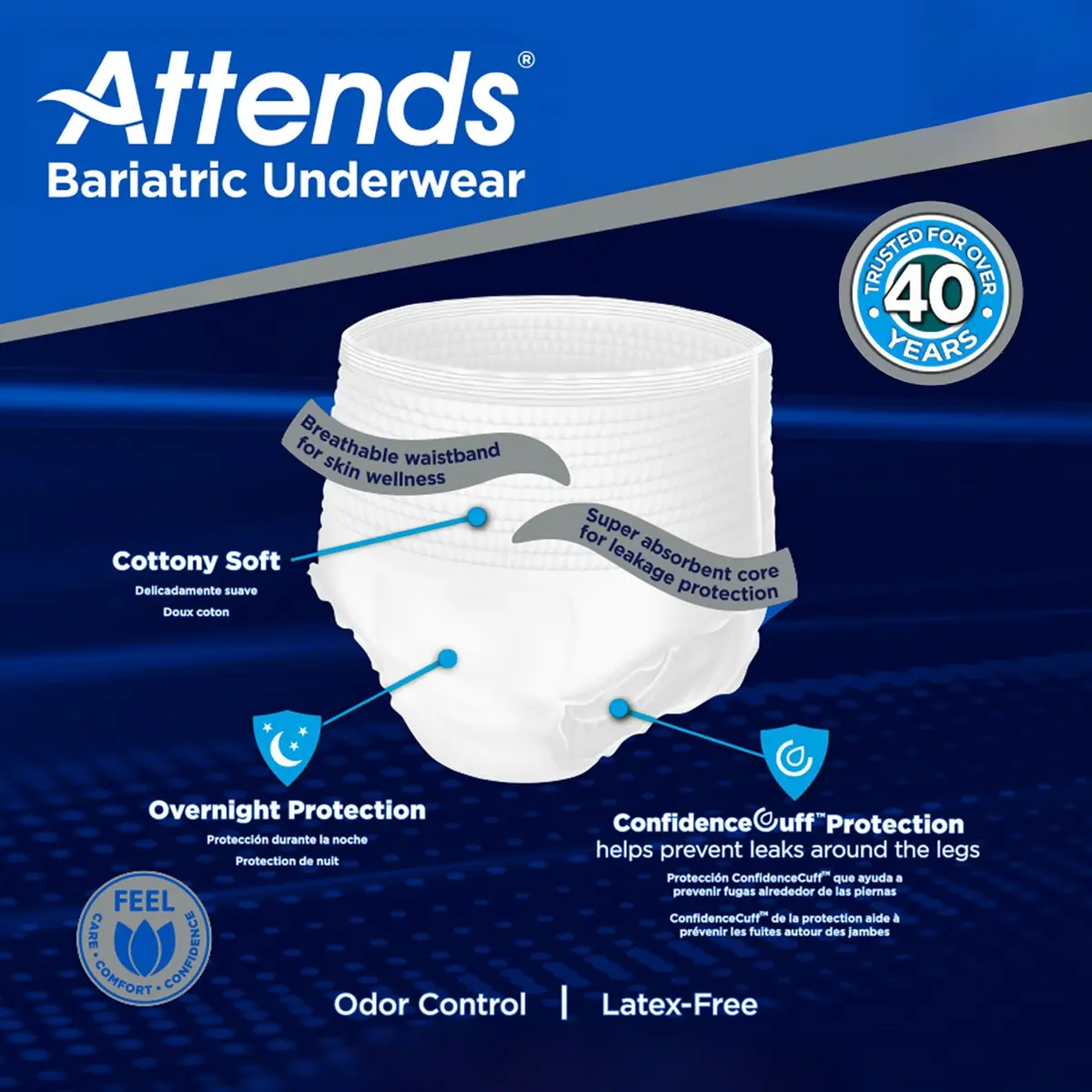 Attends Bariatric Adult Incontinence Underwear 40 ct | Heavy to Severe Leak Protection for Obese Patients - view 2