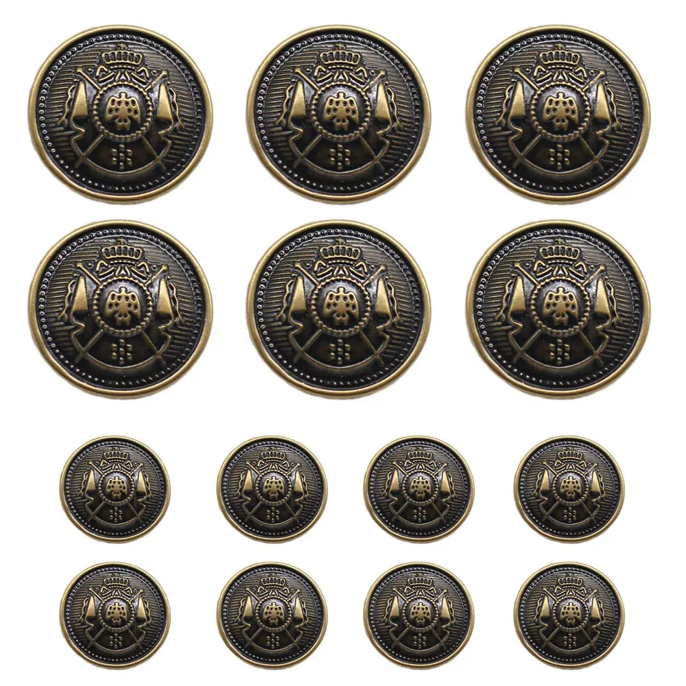 YaHoGa Antique Brass Blazer Buttons for Sewing - 14 PCS (23mm & 18mm) | Metal Fasteners for Suits & Coats - main product image