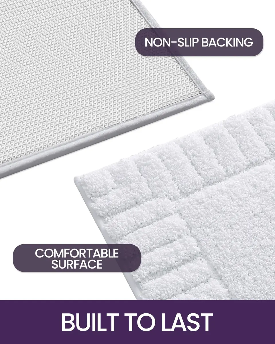 DEXI Bathroom Rugs 24x16 | Ultra Soft Microfiber Absorbent Bath Mat, White - view 7