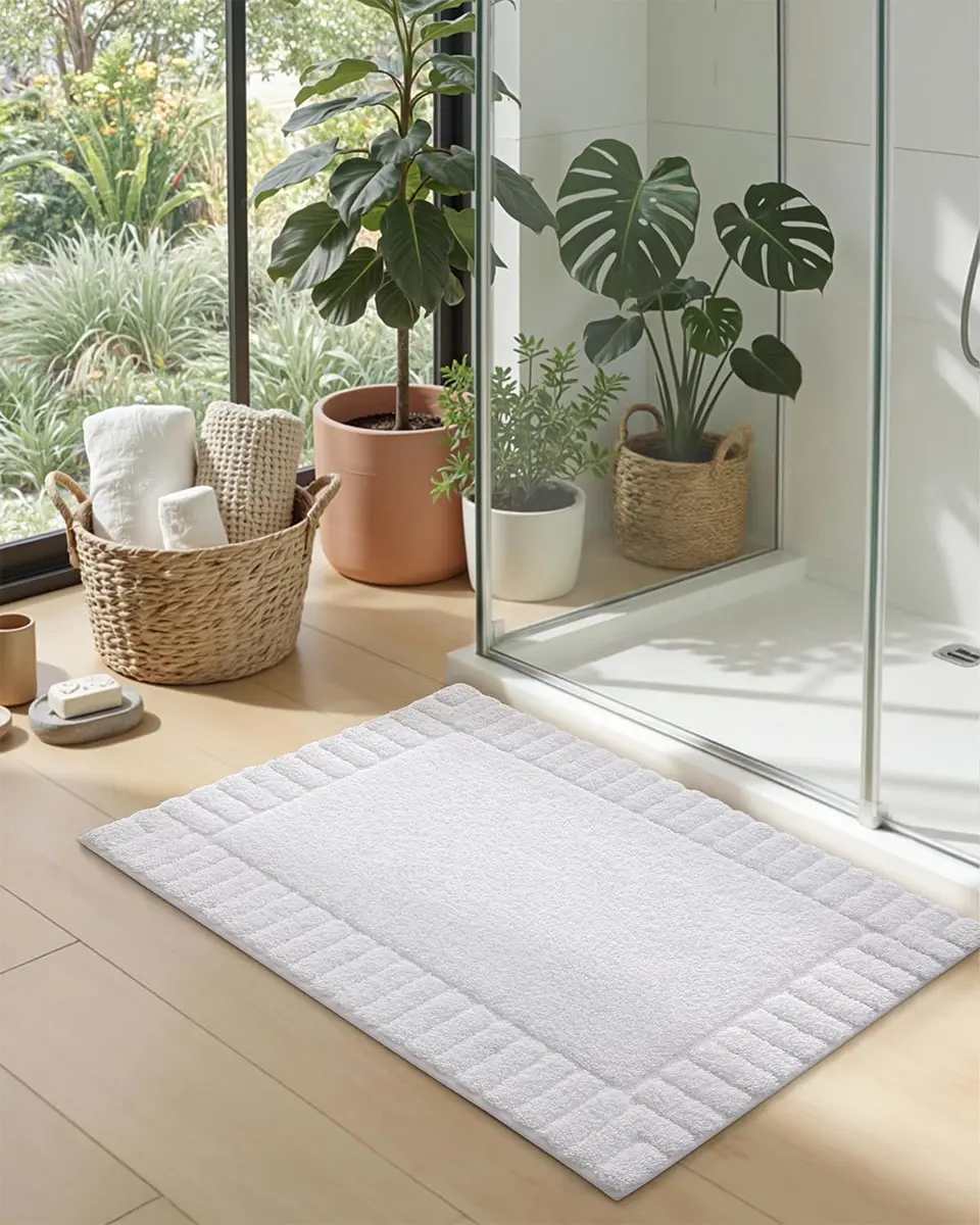 DEXI Bathroom Rugs 24x16 | Ultra Soft Microfiber Absorbent Bath Mat, White - view 2