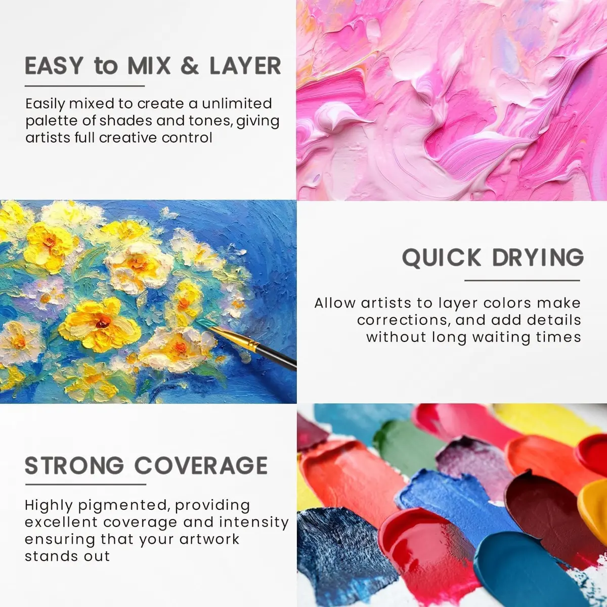 VigorFun 52 Pcs Acrylic Paint Set 36 Colors 2oz/60ml with Brushes & Palette | Versatile, Non-Toxic, for Artists & DIY Enthusiasts - view 5