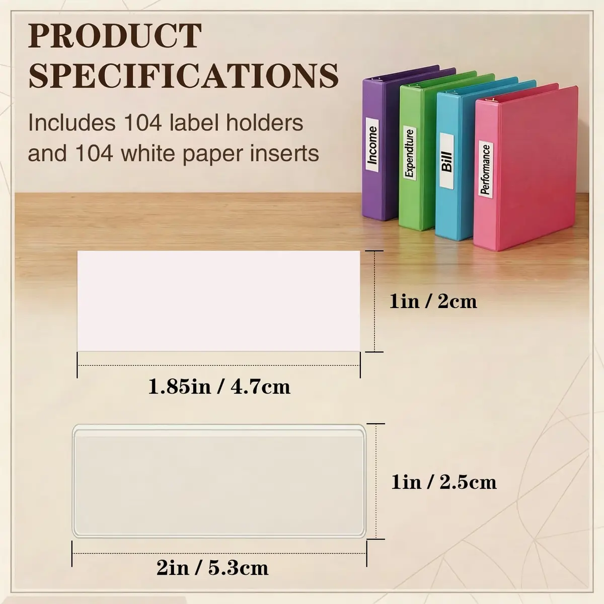 ELEMGULY Self Adhesive Label Holders 104 Pack | Clear Shelf Tag with Paper (2 x 1 Inch) for Supermarket, Bookshelf, Kitchen - view 2