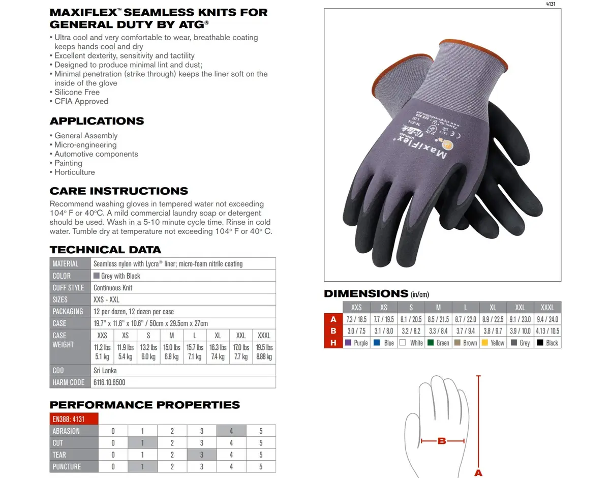MaxiFlex 34-874 Gloves Nitrile Micro-Foam Grip Palm & Fingers | Excellent Grip & Abrasion Resistance - view 4