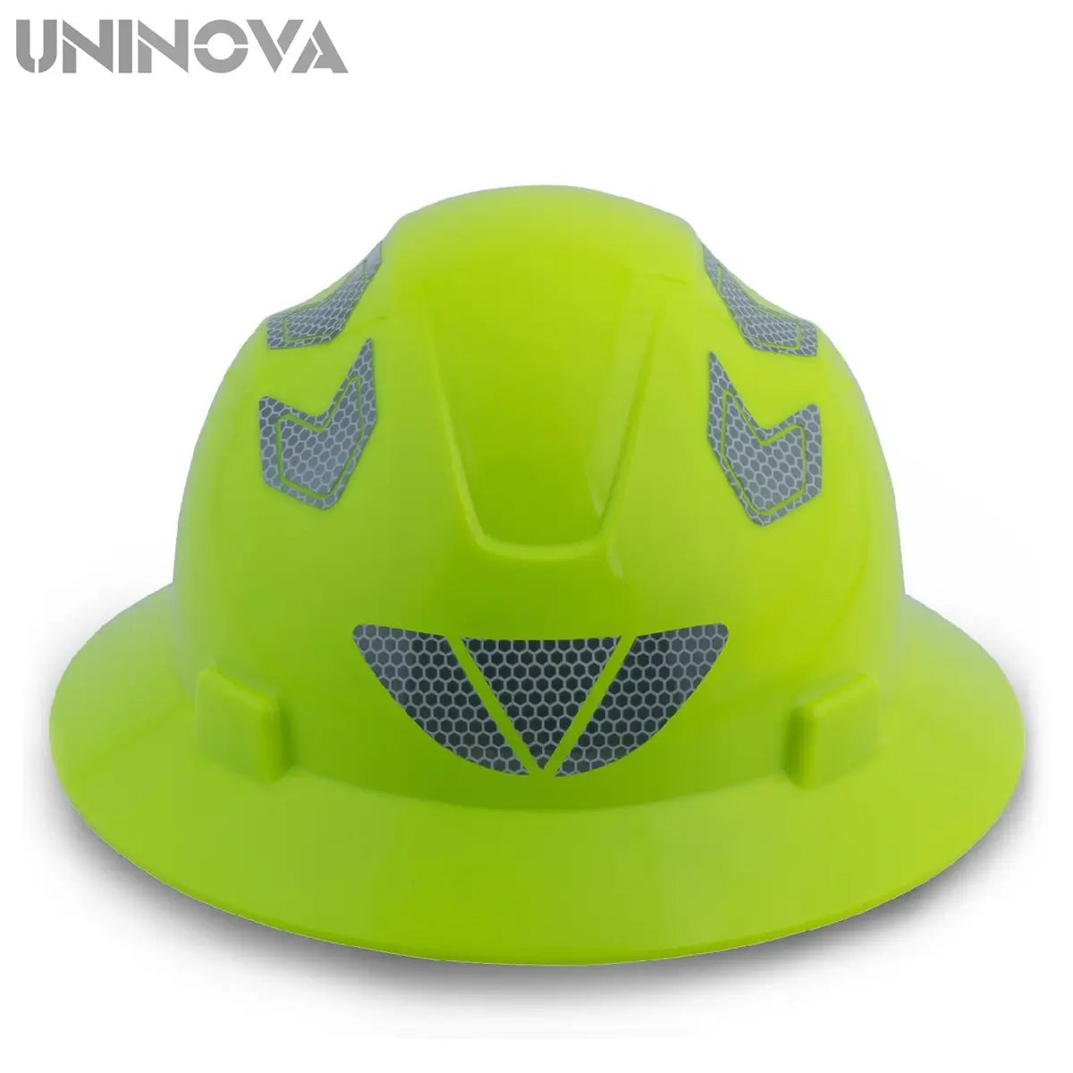 UNINOVA Full Brim Hard Hat ANSI Class E Lime | Impact & Sun Protection (110 chars) - view 2