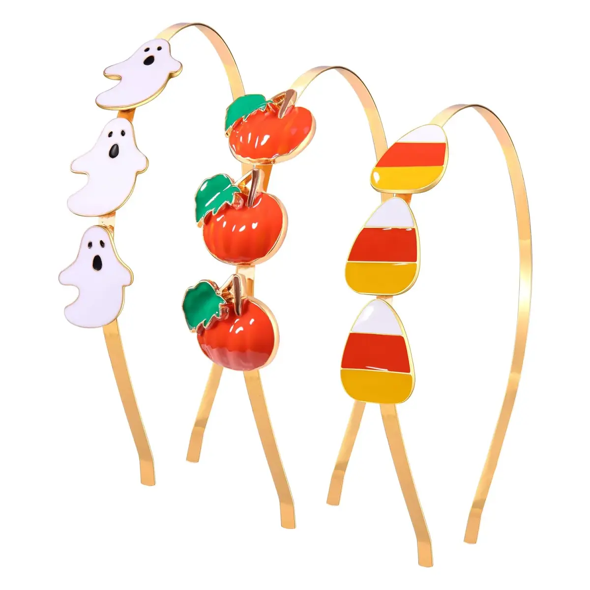 boderier 3 Pack Halloween Headband Spooky Ghost Candy Corn Pumpkin Headband | Festive Costume Accessory - main product image
