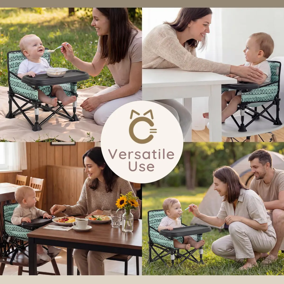 AskCat Baby Booster Seat for Kitchen Chairs, Foldable Portable Baby Chair | Safe, Compact & Washable - view 5