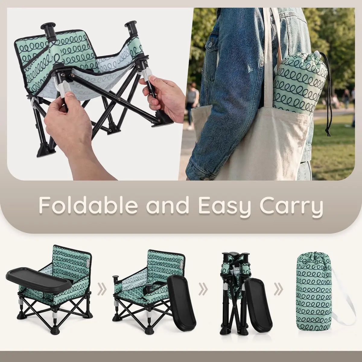 AskCat Baby Booster Seat for Kitchen Chairs, Foldable Portable Baby Chair | Safe, Compact & Washable - view 3