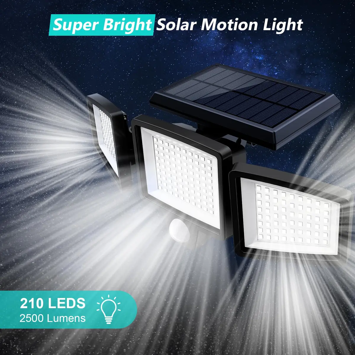Tuffenough Solar Outdoor Lights 2500LM 210 LED Security Flood Lights 4 Pack | Waterproof 270° Wide Angle with Remote - view 7