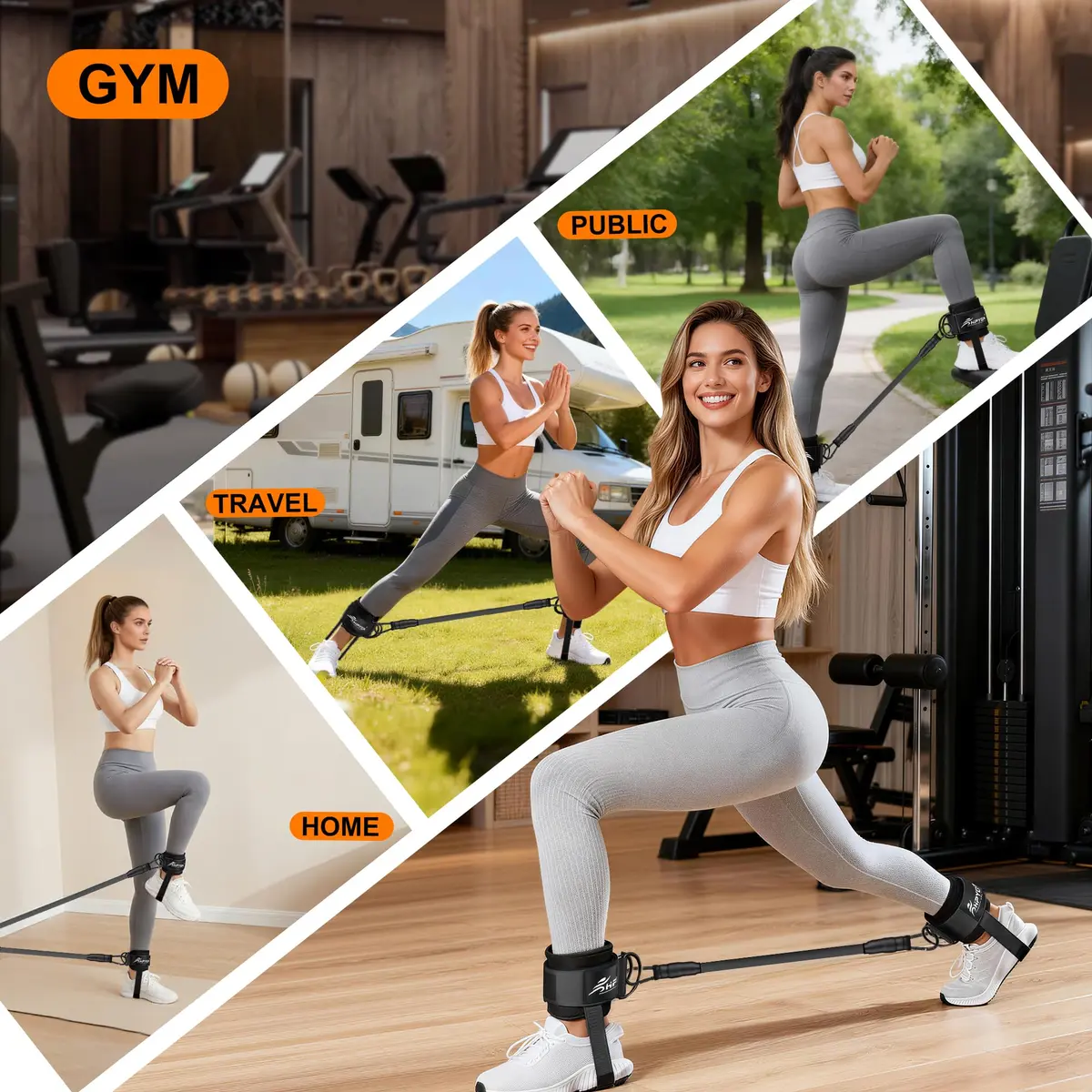 HPYGN Adjustable Ankle Straps for Cable Machine, Glute Kickback Strap for Leg Workouts, 8mm Padded Neoprene Cuffs (Pair, Black) | Secure Fit for All Ankles - view 8