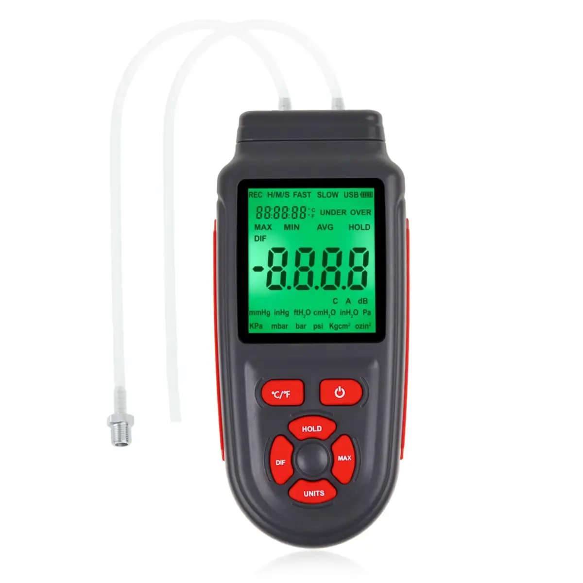 DANOPLUS Digital Differential Pressure Manometer Tester ±2.999 Psi | 12 Unit Selection - main product image