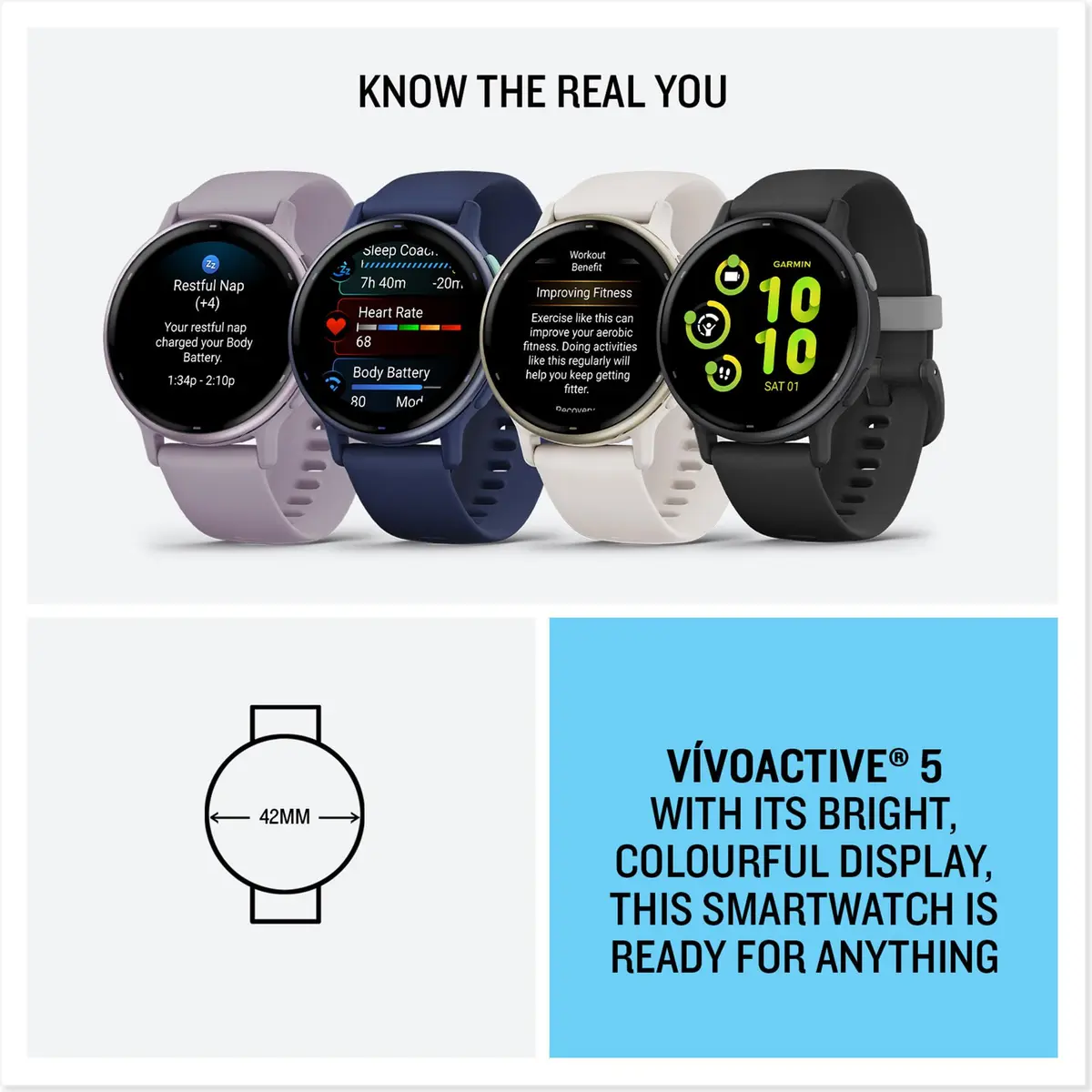 Garmin vívoactive® 5 Health & Fitness GPS Smartwatch 42mm Navy | AMOLED Display, 11-Day Battery - view 8