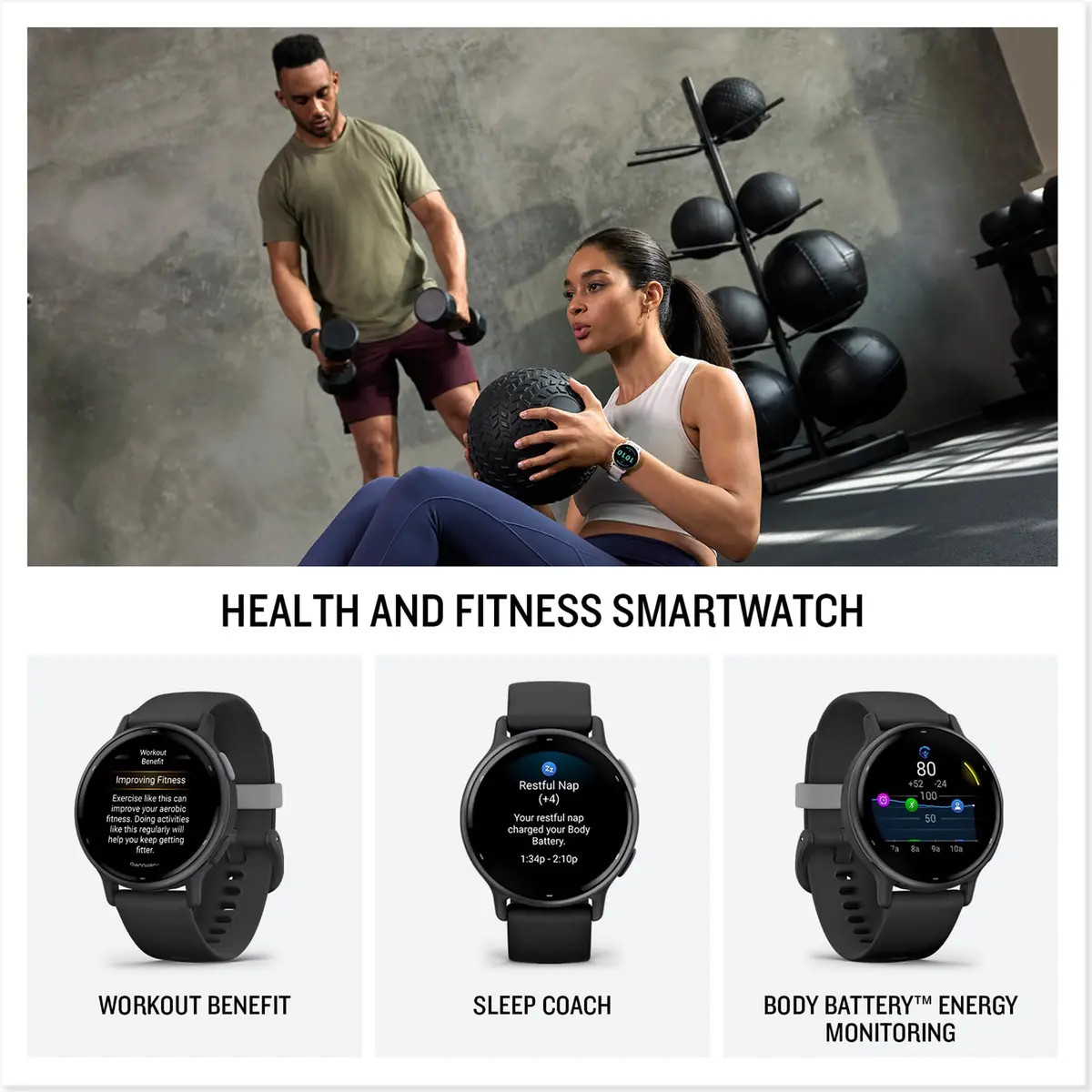 Garmin vívoactive® 5 Health & Fitness GPS Smartwatch 42mm Navy | AMOLED Display, 11-Day Battery - view 3